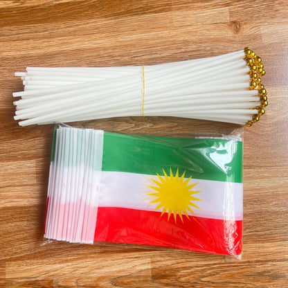 14 x21cm Kurdish hand flag waving National Kurdistan bannerplastic Stick.