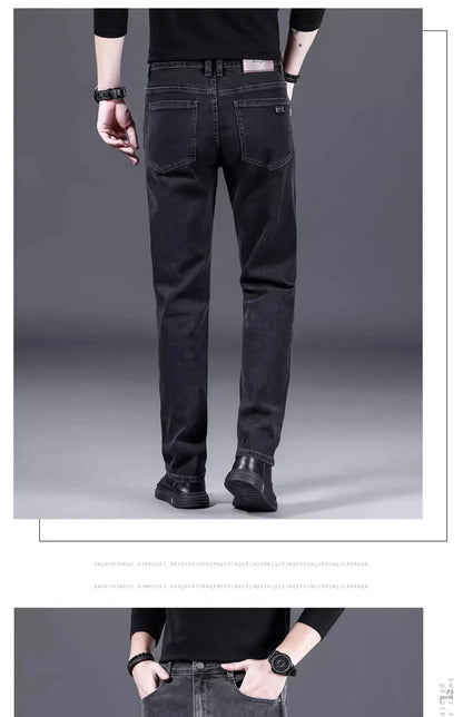 High-End Fashionable Men's Straight Leg Casual Jeans Trendy Loose Fit Autumn Winter New Arrival Versatile Long Trousers.