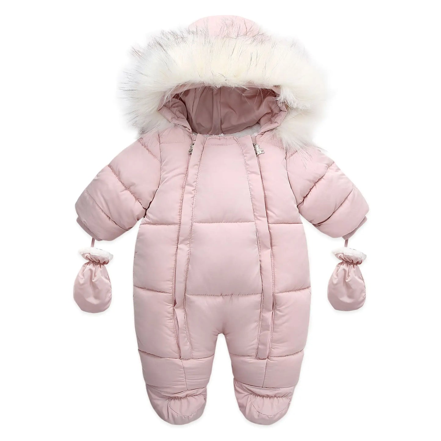 AYNIGIELL 2024 Winter Neugeborenen Verdickung Overall Integrierte Wolle Mit Kapuze Unten Strampler Baby Jungen und Mädchen Warme Schneefeste Overalls