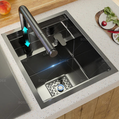 Versteckte Küchenspüle aus Edelstahl, Unterbau, Mini-Einzelschlitz, klein, multifunktional, für Wohnmobile, Café, Bar, Waschbecken mit Deckel, Gartenbalkon