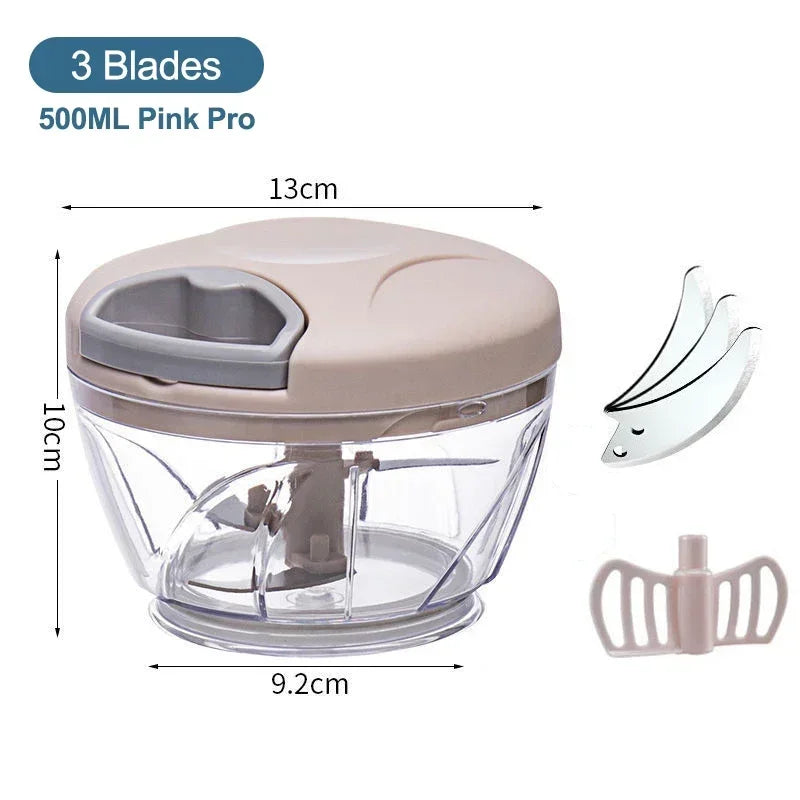 Manual Meat Mincer 500/900ML Garlic Chopper Kitchen Cooking Accessories Vegetable Onion Cutter Rotate Garlic Press Crusher.