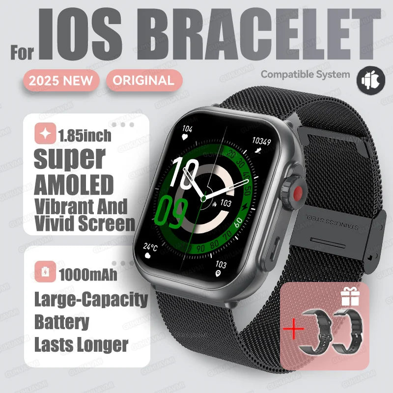 2025New For XIAOMI IOS Watch Ultra2 Smart Watches Women 1000mAh 1.85" AMOLED Full Touch Screen BT Call Ladies Fashion Smartwatch