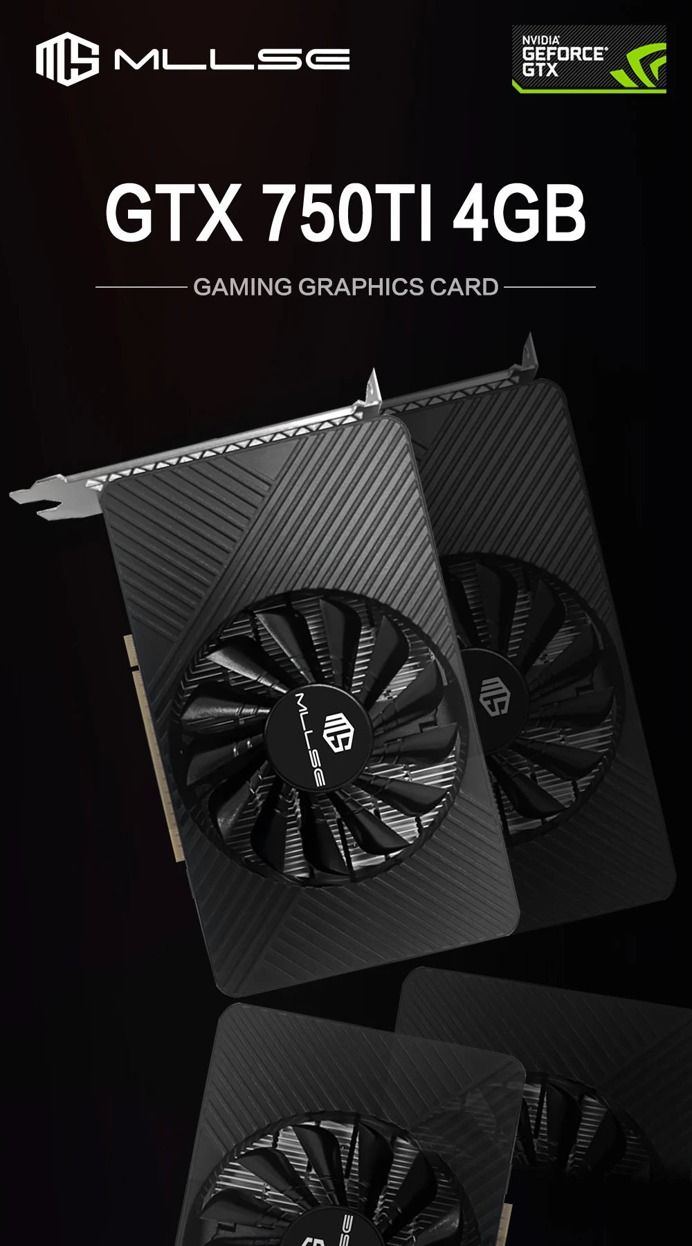 MLLSE GTX 750Ti 4GB Graphics Card GDDR5 128Bit HDMI DVI VGA PCI-E 3.0 Geforce GPU Gtx 750ti Gaming Video Card Placa De Video.