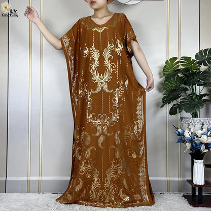 Neue Sommer Abaya für Frauen lässig Kurzarm weiches Baumwoll kleid Dubai Kaftan lose Dame Maxi Islam afrikanisches Kleid mit großem Schal