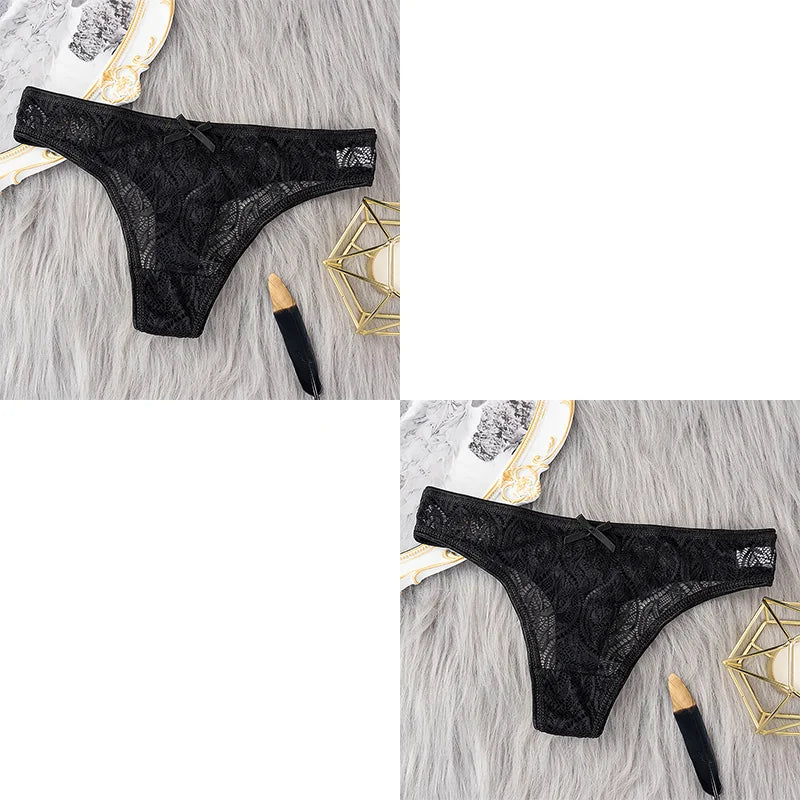 2 Pcs/Set Hot Sale Panties Women Sexy G String Lace Lingerie For Women Fashion Low Waist Thongs Soft Intimate Lady Underwear.