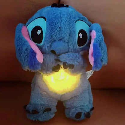 Kawaii Stitch Plush Doll Baby Sleeping Companion Sound Soothing Musical  Kawaii With Air Bag and Light Doll Breathing Toys Gifts.