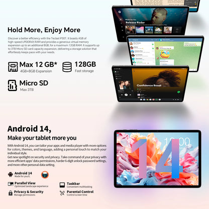Teclast P30T Set 10" Tablet Android 14 Max 12Gb Ram 128Gb Rom T606 8-Core All-In-One Keyboard/Case/Mouse/Stylus/Headphone/Stand.