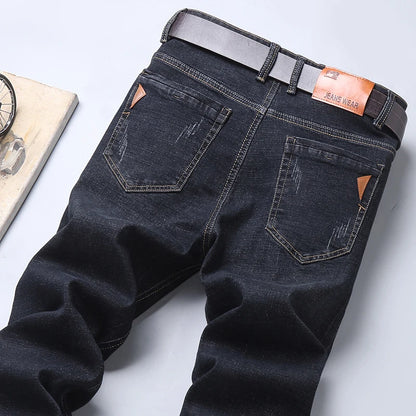 2025 frühling männer Jeans Hohe Qualität Klassischen Stil Business-Mode Schwarz Blau Slim-fit Denim Hosen Männliche Marke casual Hosen.