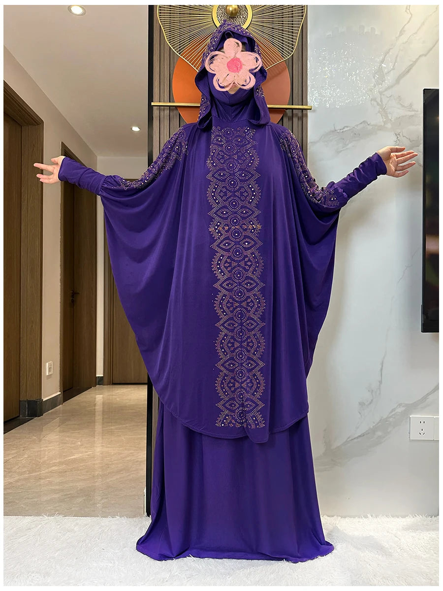 Two Piece Set Dress  Hijab Long Khimar Skirt Sets Islamic Niqab jilbab Women Eid Morocco Muslim Abaya Set Women Prayer Garment