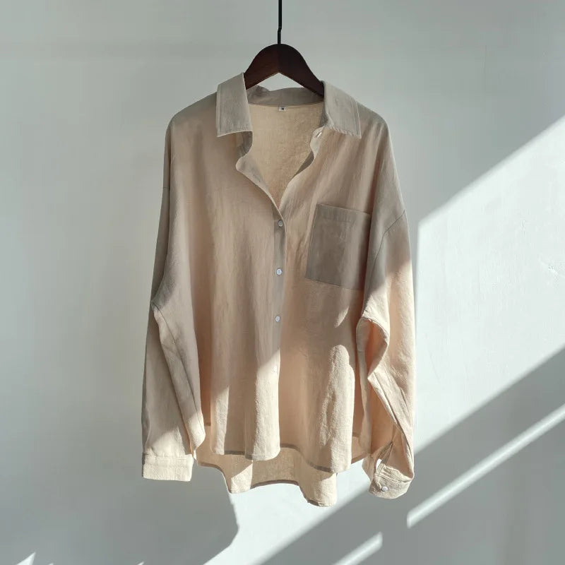 Pants Set Women Shirts Wide Leg Elastic Waist Cotton Linen Casual Sets Elegant Loose Long Sleeve Lapel Spring Shirt Y2k Suit.