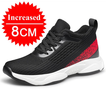 Fashion Men Sneakers Elevator Shoes Men Breathable Mesh Shoes Sports Casual Board Shoes Men's Hidden Inner Heightening Shoes 8cm