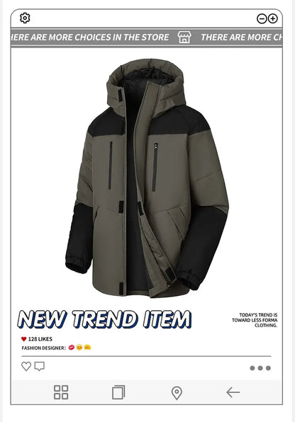 Winter Thickened Jacket Men Running Hooded Coat Sport Outdoor Leisure Medium-length Warm Clothing Autumn Winter Clothing Male.