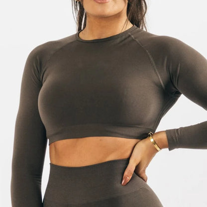 Seamless Workout Gym Training Shirts Long Sleeve Sports T-shirts Women Athletic Crop Sport Shirt Sportswear Yoga Clothes.