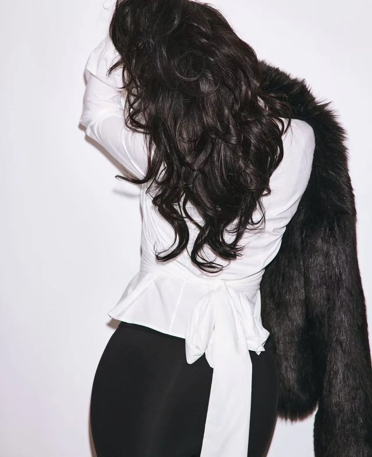 Kylie same style ~ KHY tie waist shirt slim back bow shirt women.