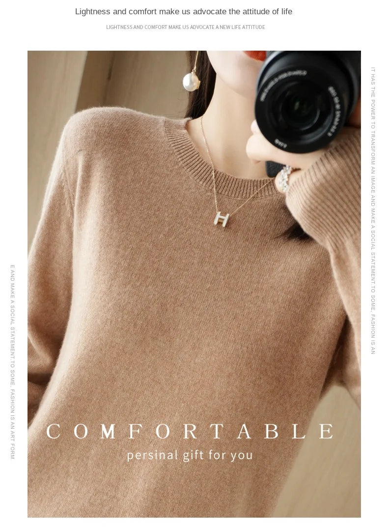 Herbst Winter frauen Pullover Oansatz Kaschmir Solide Pullover Schlank Bodenbildung Shirt Langarm Casual Grundlegende Pull Femme Pullover.