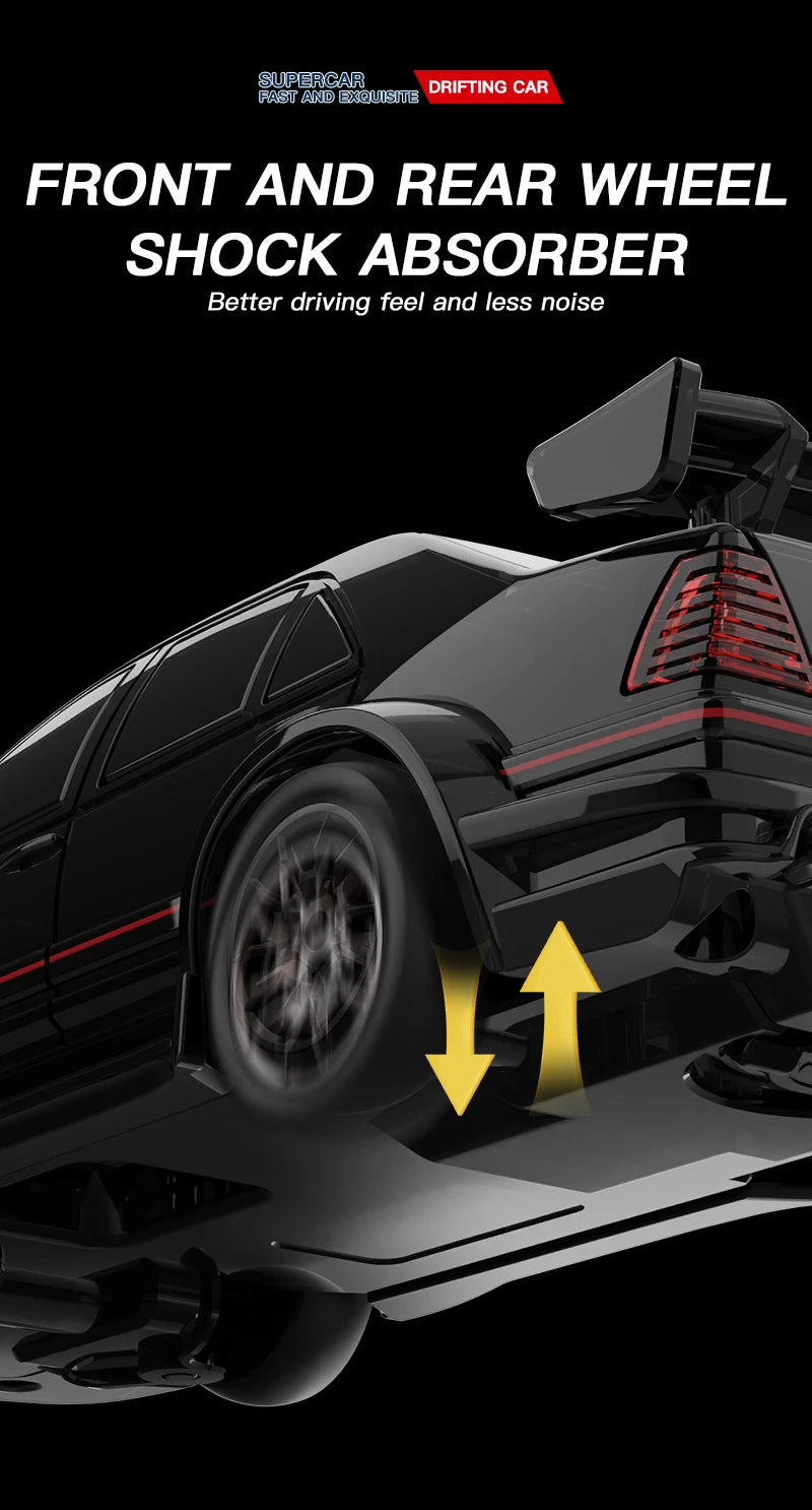 KF30 1:43 4WD Drift Racing Car With Gyroscope Speed Adjustment Real Lighting Control and Damping High Speed RC Cars For Kids Toy.