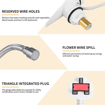 Instant Hot Water Tap Electric Instant Heater Boiling Tap EU 220V Faucet Fast Hot Water Tap with LED Digital Display for Kitchen