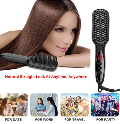 3 in 1 Electric Straightener Beard Straightener Hair Straightener With Teeth Curly Beards Magic Brush Comb For Man and Women.