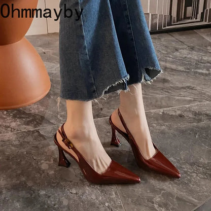 Luxury Designer Summer Women Sandals Fashion Pointed Toe Singbacks Shoes Ladies Elegant High Heel Stripper Sandalias.