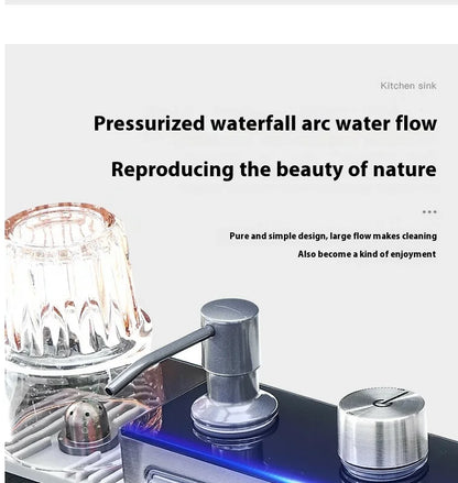 Stainless Steel Kitchen Sink Large Size Single Slot Multifunctional With Trash Can and Drain Rack Household Wash Dish Basin