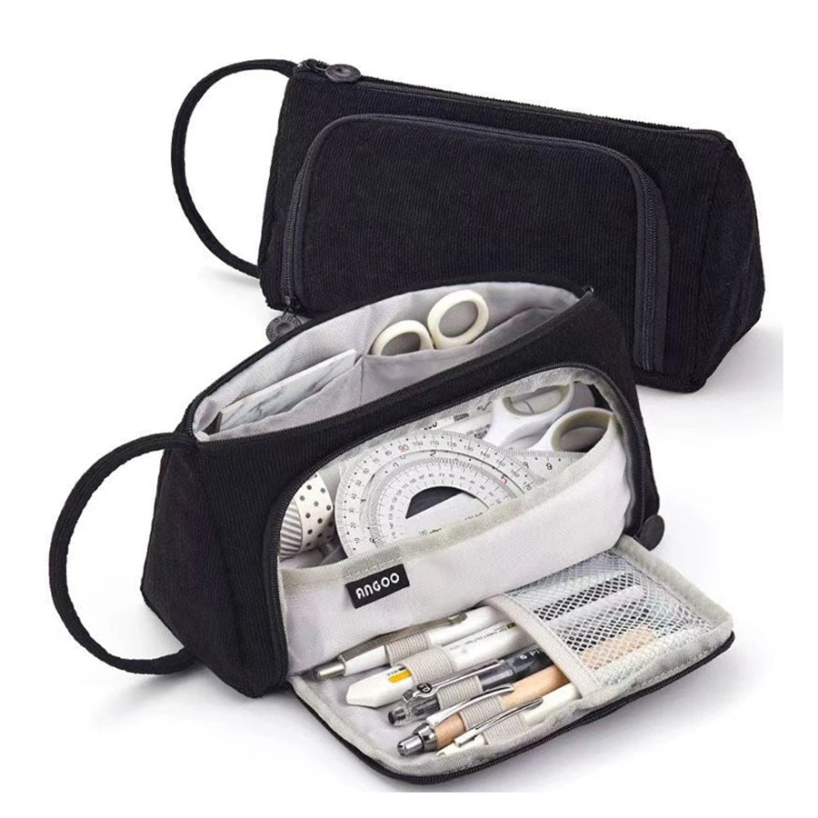 Modisches Aufbewahrungs-Federmäppchen aus Cord, geräumiges und langlebiges Design mit mehreren Fächern, tragbares Design, Schulbürobedarf.