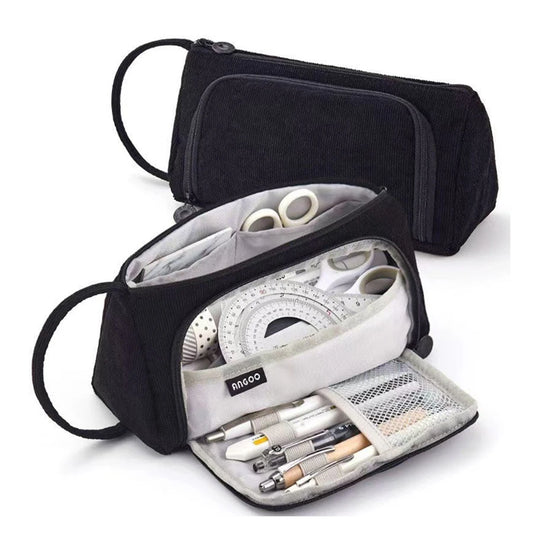 Modisches Aufbewahrungs-Federmäppchen aus Cord, geräumiges und langlebiges Design mit mehreren Fächern, tragbares Design, Schulbürobedarf.