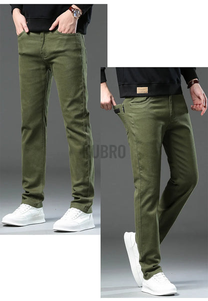 Fashion Loose Straight Business Casual Stretch Denim Pants Male Brand Trousers 3 Colors Plus Size Mens Clothing Slim Jeans 28-44