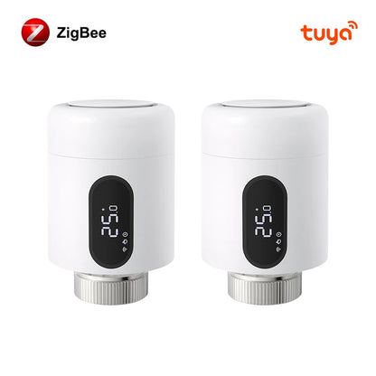 AVATTO 1~6PCS Tuya ZigBee TRV Thermostatic Valve,Smart Thermostat Radiator Actuator With Ambient Light,Alexa Google Home Alice