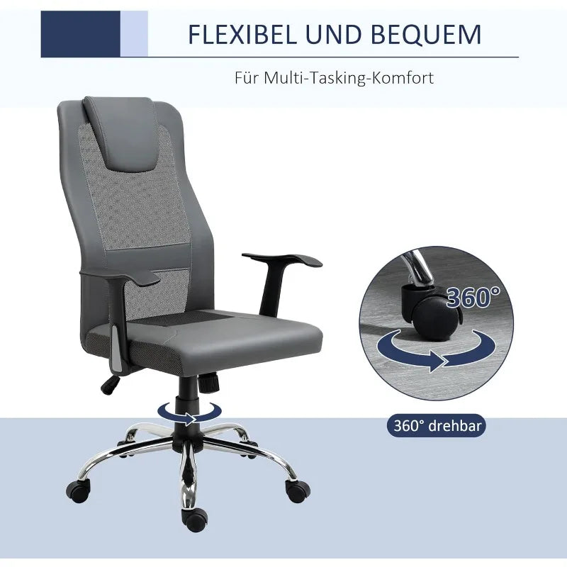 Vinsetto Bürostuhl Drehstuhl höhenverstellbar Chefsessel Schreibtischstuhl ergonomisch PU schwarz 66 x 73 x 108-118 cm