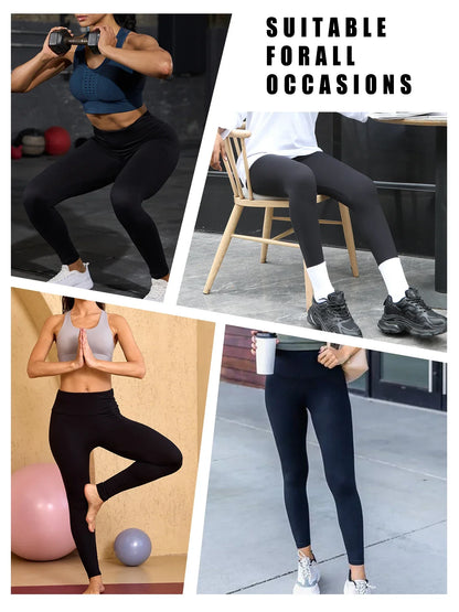 5 Pack Women's Super Soft High Waisted Tummy Control No See Through Workout Yoga Running Athletic Push Up Gym Fitness Leggings.