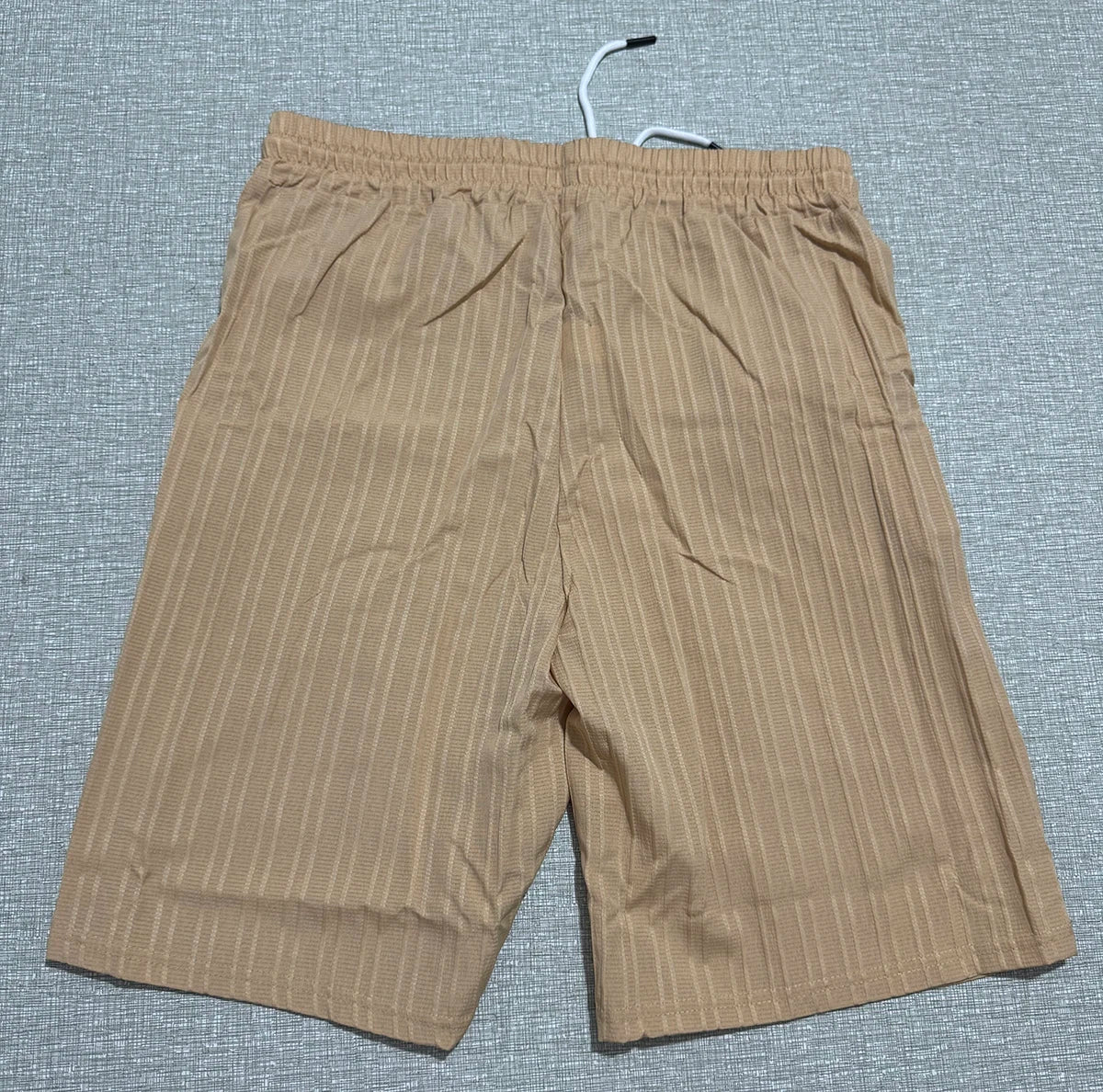 Lazy Street Style Vertical Stripe Slimming Shirt Shorts Two-piece Set No Need To Pair With Autumn Men's Thin Knit Sports Suit.