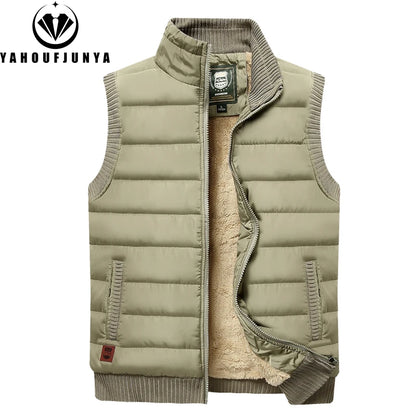 2024 Men Winter Sleeveless Casual Warm Stand Collar Vest Men Autumn Solid Color Outdoors Windproof Fashion Style Vest Male Coat.