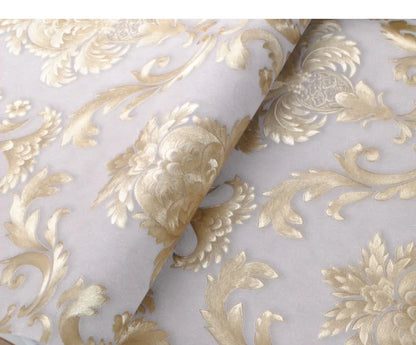 1 Rolle 53 cm breite antike Goldtapete Wohnzimmer Schlafzimmer wasserdichter PVC-Wandaufkleber Heimdekoration Europäische Tapete