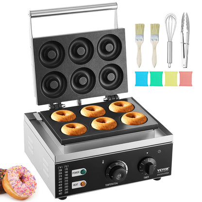 SucceBuy 6/12 Hole Electric Donut Maker Commercial Doughnut Machine with Non-stick Surface Double-Sided Heating Waffle Machine.