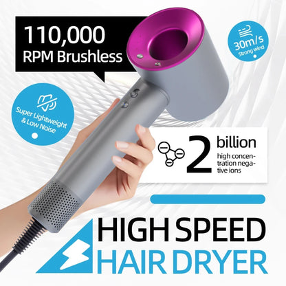 High-speed bladeless hair dryer Negative ion hair care High power, silent and quick drying, portable, suitable for home travel.