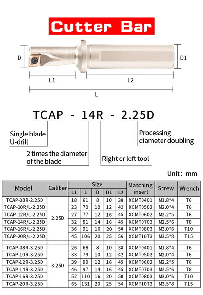TCAP 08R 10R 12R 14R 16R 2.25D 3.25D Bohren Multifunktionales Bohren und Bohren All-In-One Violent Drill Xcmt Universal Einsatz