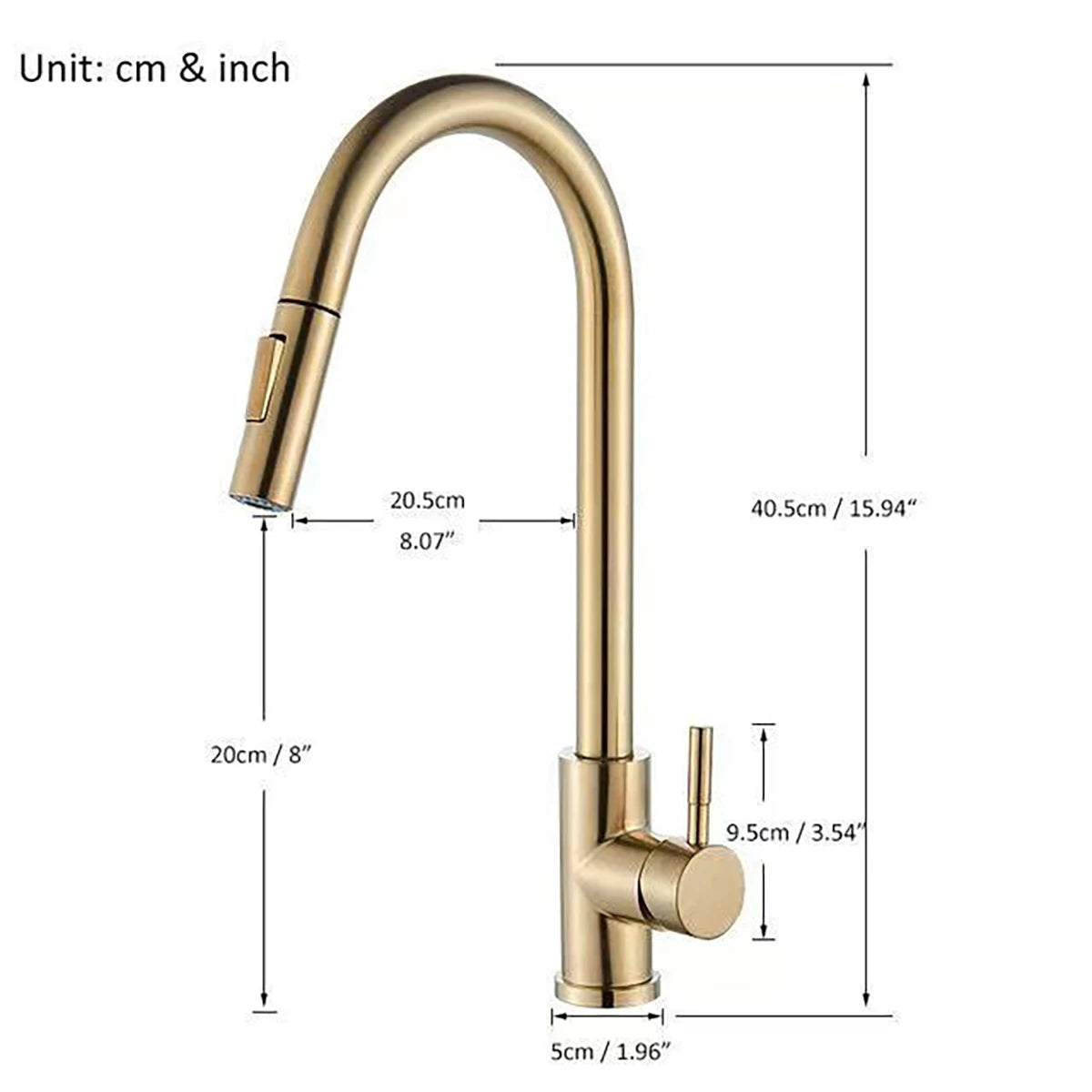 Old Style Pull-out Rotating Kitchen Faucet, 360° Swivel Stainless Steel Water Faucet in Brushed/Gold/Black Finish for Sink