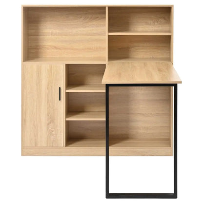 Computertisch Bücherregal-Tisch Schranktisch Arbeitstisch Schrank Schreibtisch Naturfarbe 120 cm (ohne Hocker)