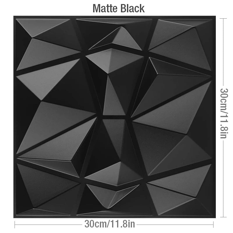 12pcs 30x30cm Super 3D Art Wall Panel PVC Waterproof 3D Wall Sticker Decor Tiles Diamond Design DIY Home Decor 11.81'' X 11.81''