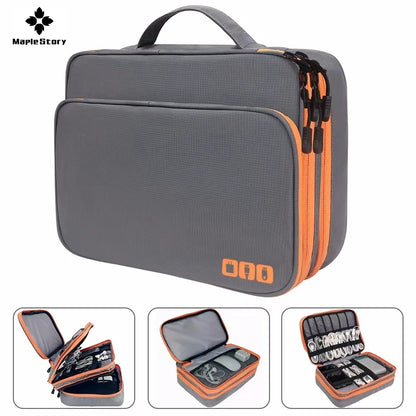 Multi Layer Cable Storage Bag, Electronic Accessories Organizer, Portable Travel Cable Organizer Case for iPad cable Charger.