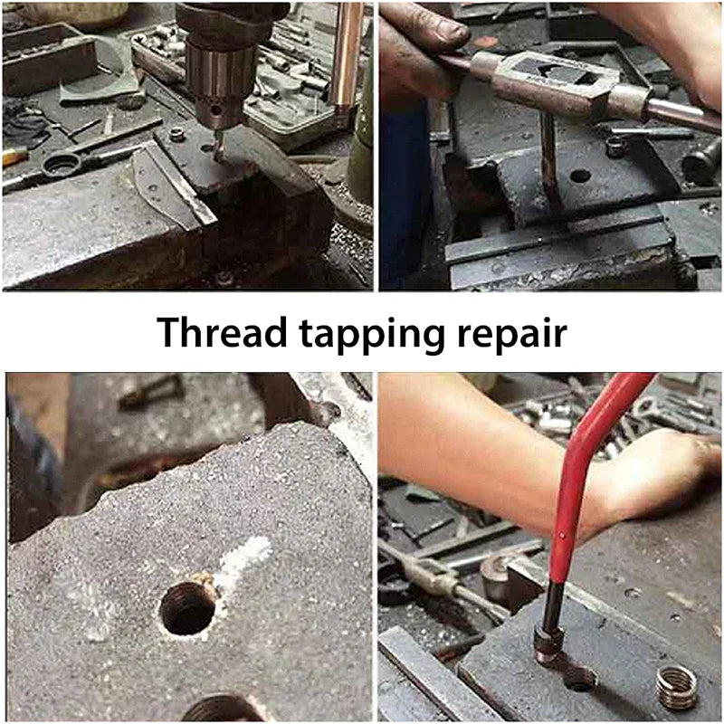 131-teiliges Gewindereparatur-Werkzeug-Set M5/M6/M8/M10/M12 Handwerkzeug zur Wiederherstellung beschädigter Gewindeschraubenschlüssel Spiralbohrer