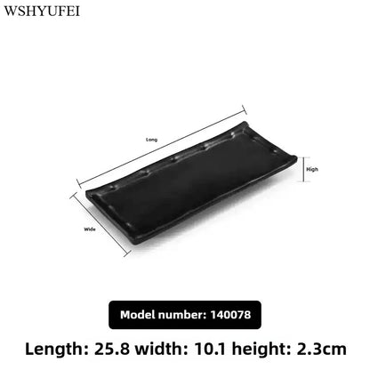 Black Melamine Plate Plastic Barbecue Dish Commercial Cutlery Kitchen Dinner Plates Not Easily Broken Tableware Accessories