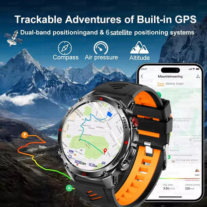 2025 New Outdoors Sports Military GPS Smart Watch 3ATM Waterproof Built-in Dual-Band GPS Compass Altimeter Swimming Smartwatches.