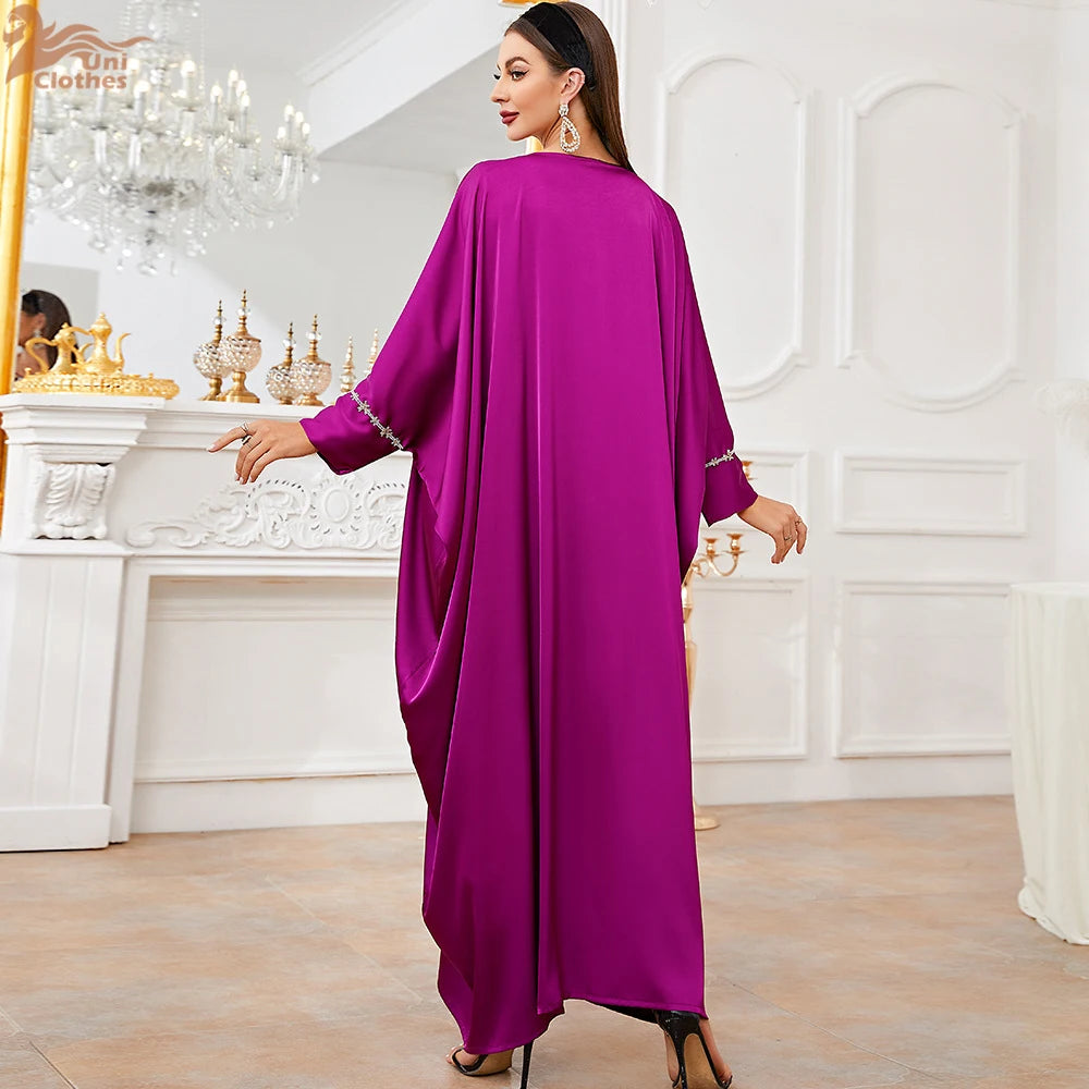 Uni Tassel Gradient Dubai Muslim Abaya For Woman O-Neck Elegant Casual Loose Moroccan Saudi Kebaya Fashion Party Dress 2024.