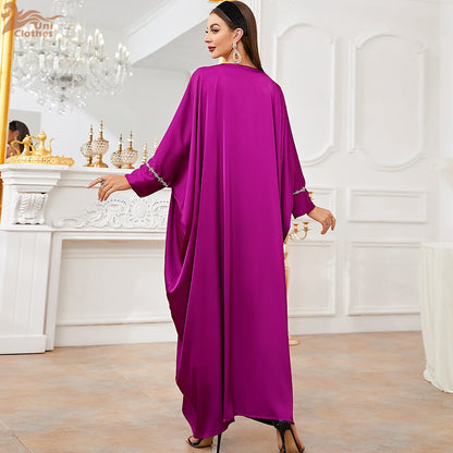 Uni Tassel Gradient Dubai Muslim Abaya For Woman O-Neck Elegant Casual Loose Moroccan Saudi Kebaya Fashion Party Dress 2024.
