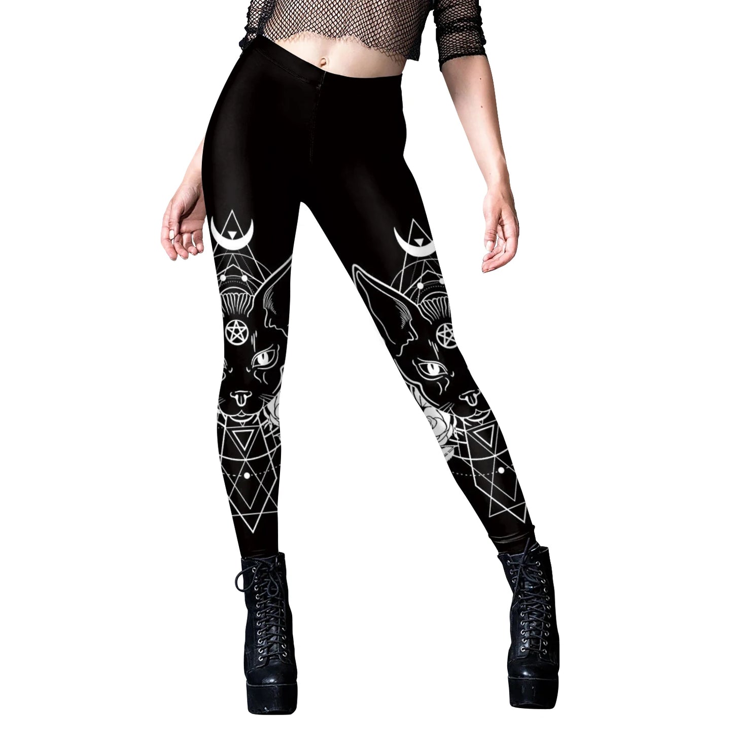 [You're My Secret] Sexy Women's Black Ouija Punk Rock Gothic Leggings For Women Push Up Fitness Legging Stretch Printed Leggins