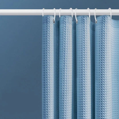 Wasserdichter, schlichter Waffel-Duschvorhang, schimmelresistent, einfarbig, Schattierungsvorhang, Polyester mit Haken, Badezimmer-Trennvorhang