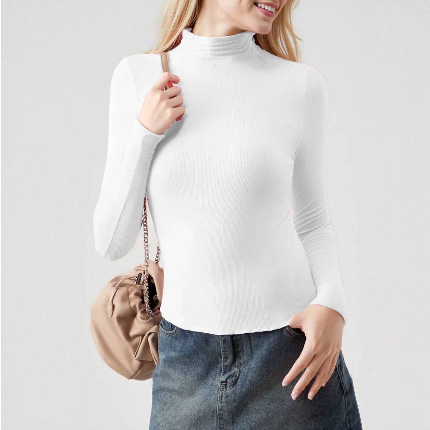 2025 Running Solid Black White Women T-shirt Long Sleeve Tops Women Autumn Winter Korean Fashion Modal Elegant T-shirts.