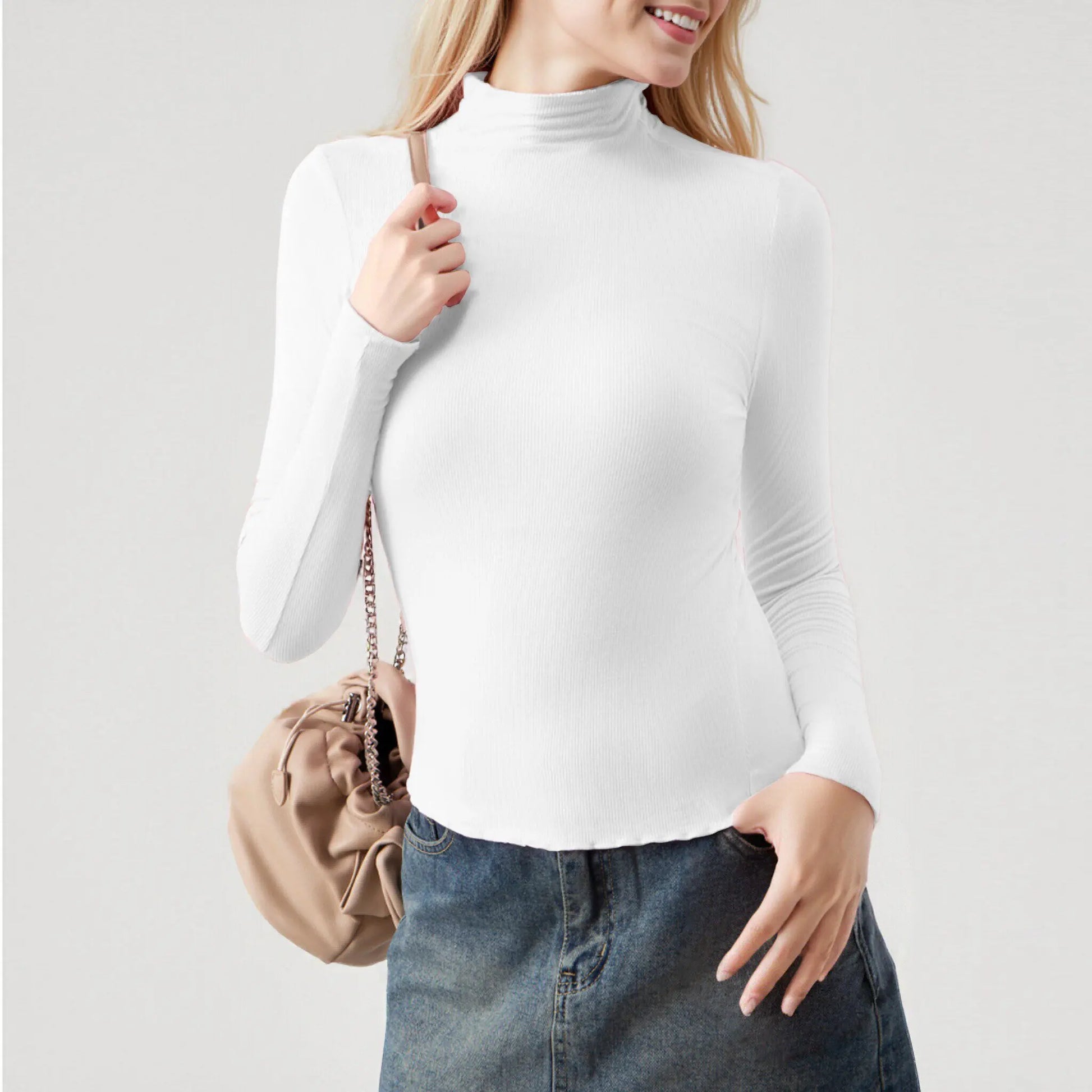 2025 Running Solid Black White Women T-shirt Long Sleeve Tops Women Autumn Winter Korean Fashion Modal Elegant T-shirts.