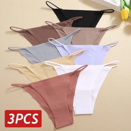 3Pcs/Set Women Seamless Panties Sexy Ultra-thin Briefs Female Ice Silk No Trace Underwear Low Rise Solid Color Soft Lingerie.